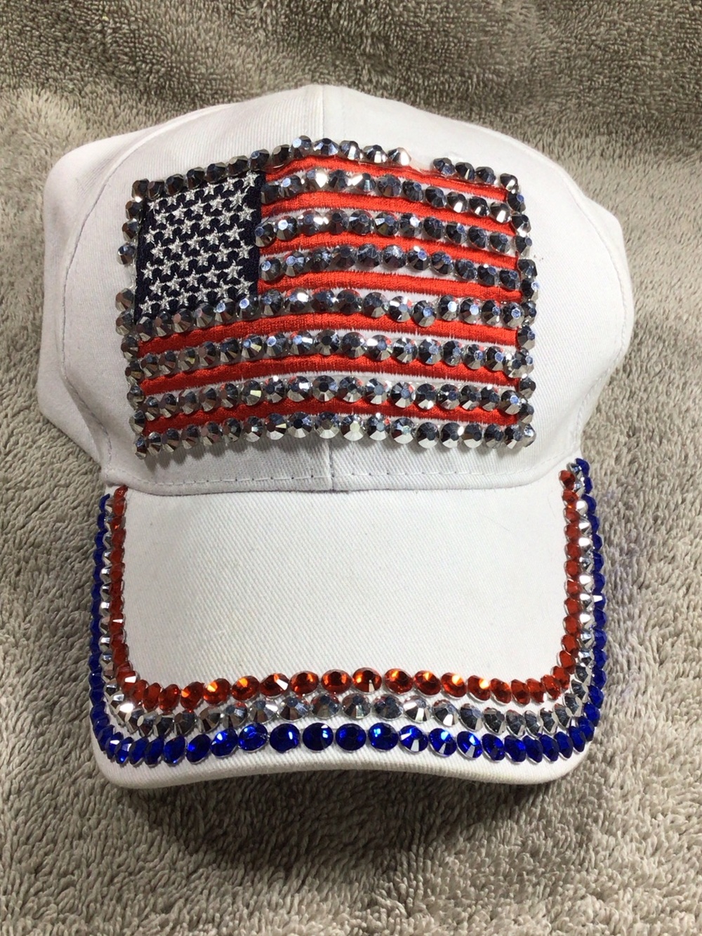 USA rhinestone flag hat